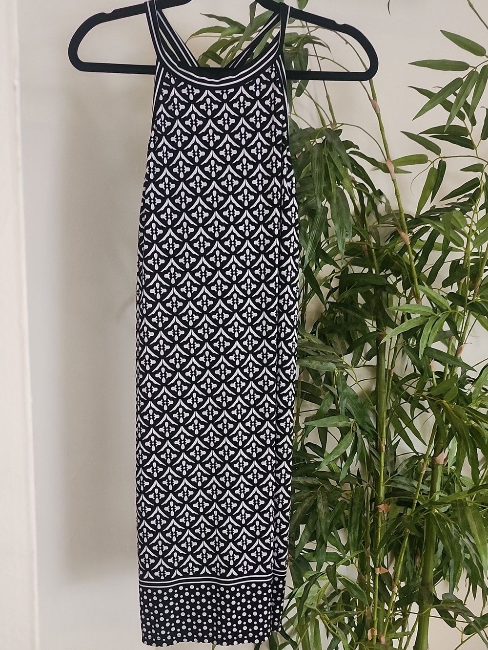 Max Studio Black and White Geometric Maxi Dress